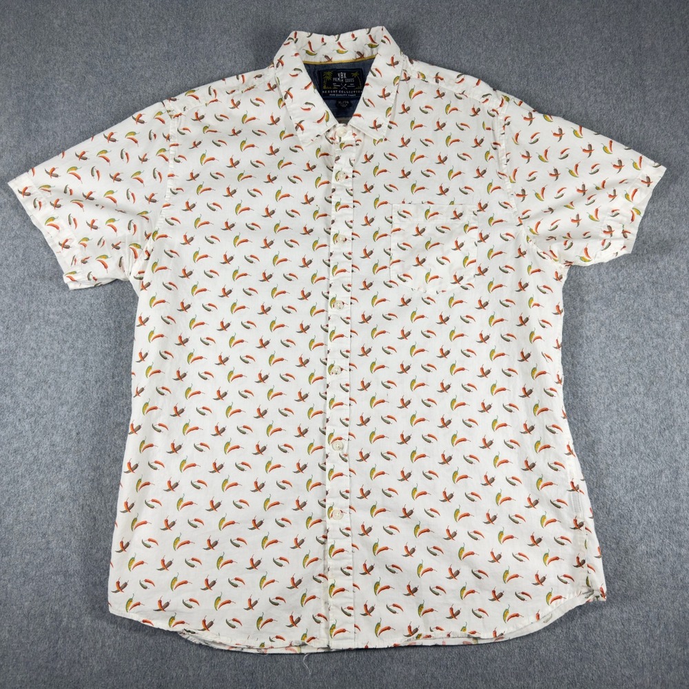 MBX Premium Goods Shirt Mens XL Chili Peppers‎ Spicy White Button Up